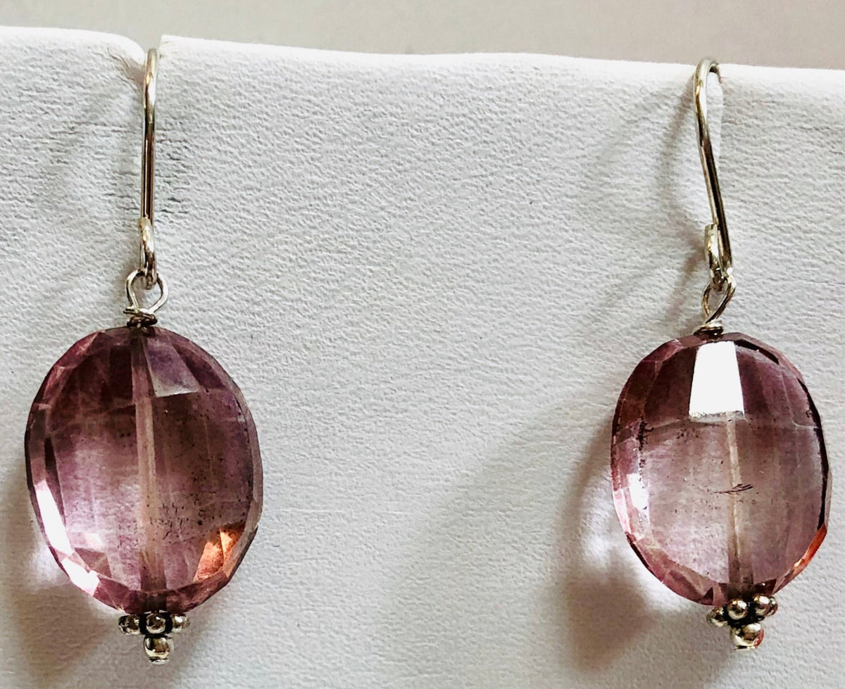 Mystic Pink Quartz Earrings in Sterling Silver