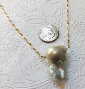 Large Baroque Freshwater Pearl Necklace in 14K Gold Fill