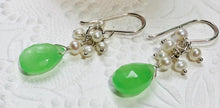 Load image into Gallery viewer, Green Chalcedony and Freshwater Pearl Earrings
