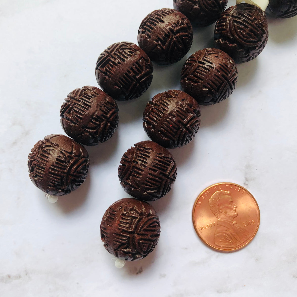 Round Carved Wood Beads, 15MM