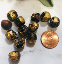 Clay Buddha Prayer Beads with Gold Leaf, 8 MM - 10 MM