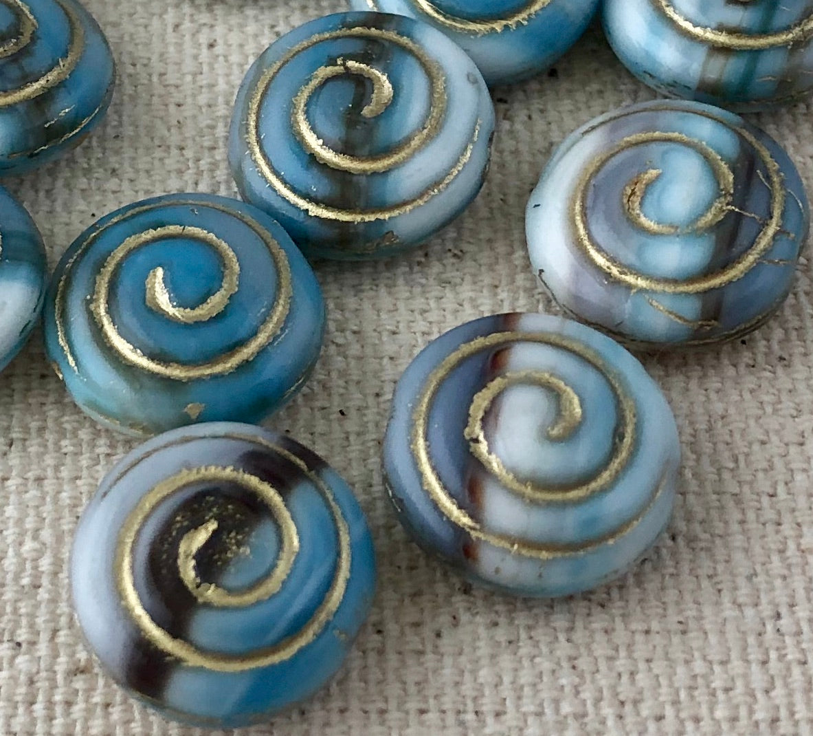 Blue Swirl Czech Glass Beads