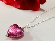 Load image into Gallery viewer, Murano Glass Pink &quot;Puffy&quot; Heart in Sterling Silver SPECIAL PRICE!
