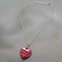 Murano Glass Pink "Puffy" Heart in Sterling Silver