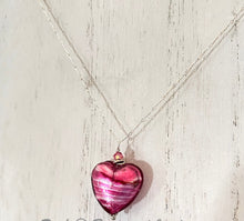 Load image into Gallery viewer, Murano Glass Pink &quot;Puffy&quot; Heart in Sterling Silver SPECIAL PRICE!
