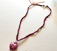 Murano Glass Pink "Puffy" Heart on Silk Cord SPECIAL PRICE!