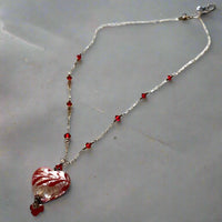 Murano Glass Silver and Red "Puffy" Heart on Sterling Silver SPECIAL PRICE!