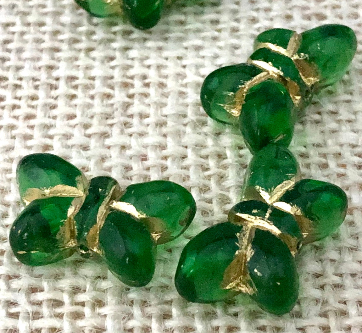 Czech Green Butterfly Table Cut Glass Beads