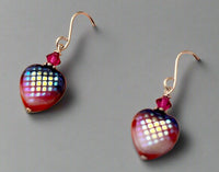 Czech Glass "Mirror" Heart Earrings in Sterling Silver SPECIAL PRICE