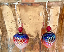 Load image into Gallery viewer, Czech Glass &quot;Mirror&quot; Heart Earrings in Sterling Silver SPECIAL PRICE
