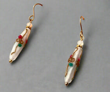 Load image into Gallery viewer, Czech Glass Opaque White Lampwork Earrings in Gold Fill
