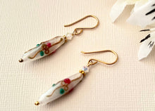 Load image into Gallery viewer, Czech Glass Opaque White Lampwork Earrings in Gold Fill
