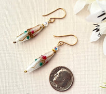 Load image into Gallery viewer, Czech Glass Opaque White Lampwork Earrings in Gold Fill
