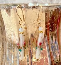 Load image into Gallery viewer, Czech Glass Opaque White Lampwork Earrings in Gold Fill
