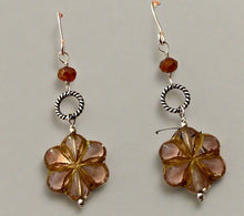 Load image into Gallery viewer, Czech Glass Lavender Flower Earrings in Sterling Silver
