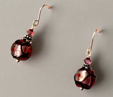 Load image into Gallery viewer, Czech Glass Purple Lampwork Earrings in Sterling Silver
