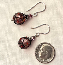 Load image into Gallery viewer, Czech Glass Purple Lampwork Earrings in Sterling Silver
