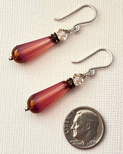 Load image into Gallery viewer, Czech Glass Pink Faceted Drop Earrings in Sterling Silver
