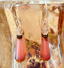 Load image into Gallery viewer, Czech Glass Pink Faceted Drop Earrings in Sterling Silver
