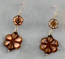 Load image into Gallery viewer, Czech Glass Light Pink Flower Earrings in Sterling Silver
