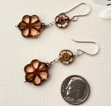 Load image into Gallery viewer, Czech Glass Light Pink Flower Earrings in Sterling Silver
