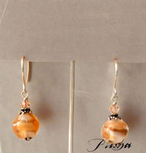 Load image into Gallery viewer, Czech Glass Peach Lampwork Earrings in Sterling Silver
