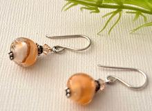 Load image into Gallery viewer, Czech Glass Peach Lampwork Earrings in Sterling Silver
