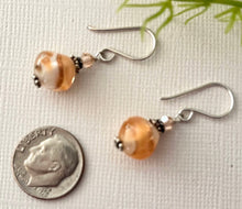 Load image into Gallery viewer, Czech Glass Peach Lampwork Earrings in Sterling Silver
