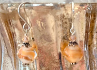 Czech Glass Peach Lampwork Earrings in Sterling Silver