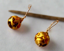 Load image into Gallery viewer, Czech Glass Gold Foil Earrings in 14K Gold Fill
