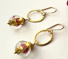 Load image into Gallery viewer, Czech Gold Foil Glass Earrings in 14K Gold Fill
