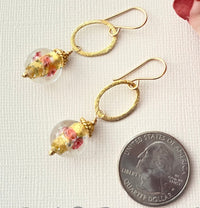 Czech Gold Foil Glass Earrings in 14K Gold Fill