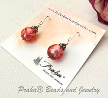 Load image into Gallery viewer, Murano Glass Pink Earrings with Silver Foil in Sterling Silver
