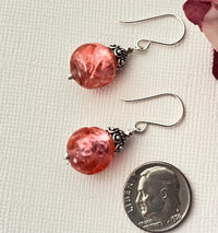 Murano Glass Pink Earrings with Silver Foil in Sterling Silver