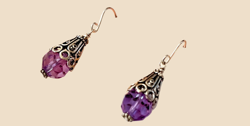 Swarovski Crystal Lavender Earrings in Sterling Silver