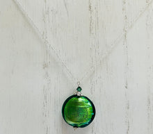 Load image into Gallery viewer, Murano Glass Green Disc Shape in Sterling Silver
