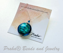 Load image into Gallery viewer, Murano Glass Teal Disc Shape in Sterling Silver
