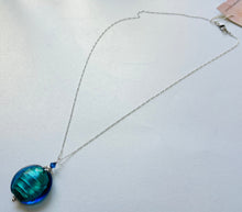 Load image into Gallery viewer, Murano Glass Teal Disc Shape in Sterling Silver
