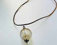 Load image into Gallery viewer, Murano Blown Clear Glass Necklace in Leather
