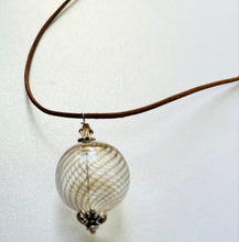 Load image into Gallery viewer, Murano Blown Clear Glass Necklace in Leather
