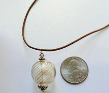 Load image into Gallery viewer, Murano Blown Clear Glass Necklace in Leather
