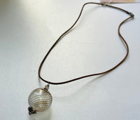 Murano Blown Clear Glass Necklace in Leather