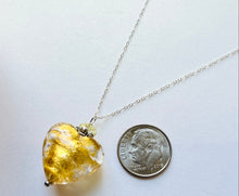 Load image into Gallery viewer, Murano Glass Gold &quot;Puffy&quot; Heart in Sterling Silver SPECIAL PRICE!
