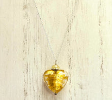 Load image into Gallery viewer, Murano Glass Gold &quot;Puffy&quot; Heart in Sterling Silver SPECIAL PRICE!
