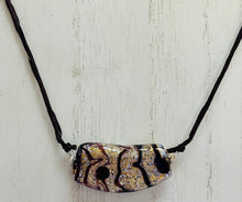 Load image into Gallery viewer, Murano Glass Plum, Gold and White Pendant on Silk Cord
