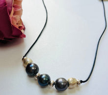 Load image into Gallery viewer, Freshwater Pearl Necklace on Black Leather
