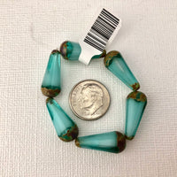 Faceted Dangle Drop Sea Green with Bronze Etched Finish