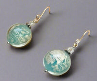 Murano Glass Light Blue Puffed Coin Earrings in Sterling Silver