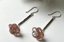 Load image into Gallery viewer, Czech Glass Light Pink Flower Drop Earrings in Sterling Silver
