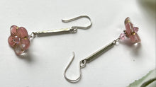 Load image into Gallery viewer, Czech Glass Light Pink Flower Drop Earrings in Sterling Silver
